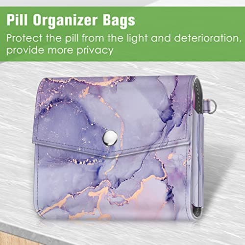 FINPAC Weekly Pill Box 4 Times A Day with PU Leather Case, 7 Day Tablet Organiser, Slide Open Travel Medicine Storage Box with Name Card, for Holding Supplements, Medication, Vitamins and Fish Oils, — view 4