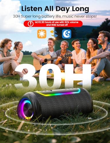 UOHHBOE 30W Bluetooth Speaker, Waterproof Portable Speaker with Deep Bass — view 3