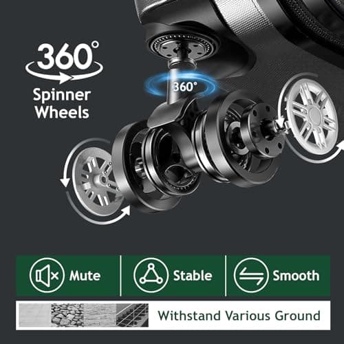 Karl home Set of 3 Suitcase Set, Luggage Sets with 4 Rolling Spinner Wheels TSA Lock, Lightweight Hardside Carry On or Check in Trolley Travel Case, Silver Grey ABS Hard Shell — view 2