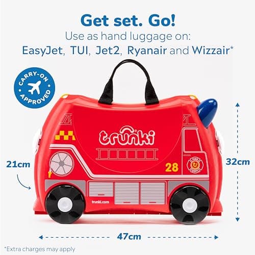 Trunki Children’s Ride-On Suitcase And Kid's Hand Luggage | Great 3 Year Old Boy Gift : Frank Fire Engine (Red) — view 2