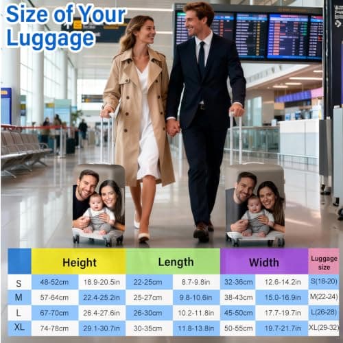 ZEXUPER Personalised Suitcase Covers, Custom Suitcase Cover, Covers for Suitcases Protector – Add Your Photo, Name & Text, Double-Sided Design, Elastic & Washable Travel Luggage Covers — view 4