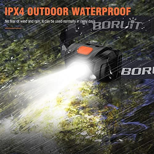 BORUIT LED Head Torch Red White Light Headlamp [2 Pack] AAA Battery Super Bright 4 Mode Headtorch for Kids Adult Camping Running Hiking Fishing Headlight Gear — view 3