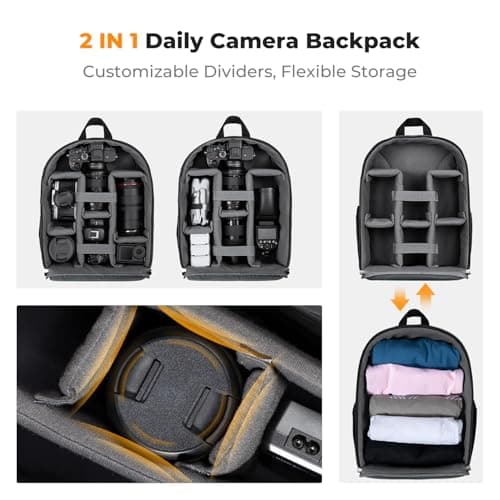 K&F CONCEPT Camera Backpacks for Photographers Travel Bag for Tripod Camera Lence Accessory with Laptop Compartment and Rain Cover — view 4