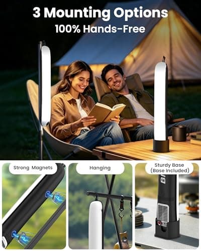 24" Inflatable Solar Camping Lantern IP66 TPU Emergency Hiking Light(Black) — view 3