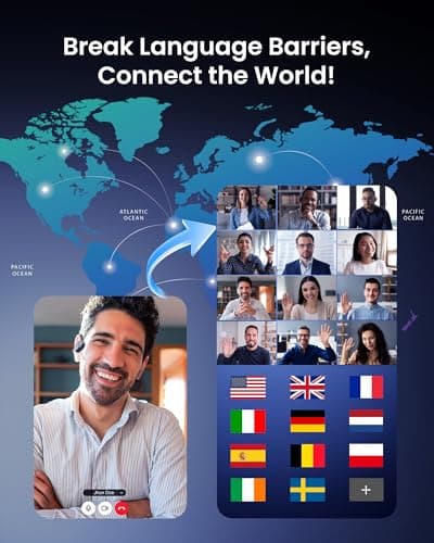 AI Translation Earbuds, Real-Time Translator Earphones with 164 Languages, Bluetooth 6.0 Open Ear Wireless Headphones, Translation/Music/Calls, Long Battery Life for Travel, Business & Learning — view 2