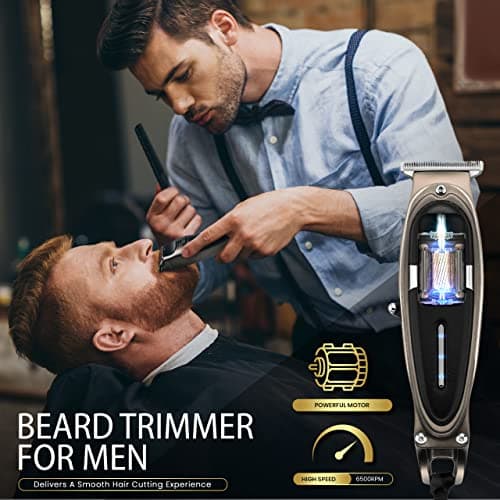 BARBOSSO Beard Hair Trimmer Men Rechargeable via USB-C - 90 Min Battery - Cordless Clippers - Mens Electric Shaver Razor - Male Face Grooming Kit - Stubble, Moustache, Sideburn, Bald Head — view 4