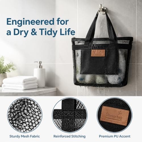 TESSTSY Lightweight Foldable Mesh Beach Bag, 30x9x28 cm Pool Tote with Zip — view 6