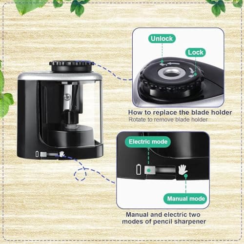 Electric Pencil Sharpener, Pencil Sharpener with Container, Battery Powered — view 4