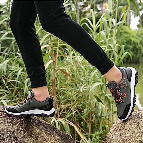 JiuQing Men's Hiking Shoes Low Rise Outdoor Travel Shoes Lightweight Casual Camping Walking Sneakers,Green,10 UK — view 6