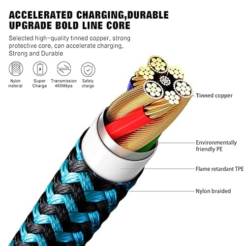 Yavud For iPhone charger cable 3Pack 6FT/1.8M Lightning Cable Nylon Braided MFi Certified USB Long Phone Charging Lead Compatible with iPhone 14 pro max 14 pro 13 12 11 XS X XR 8 7 6 plus — view 2