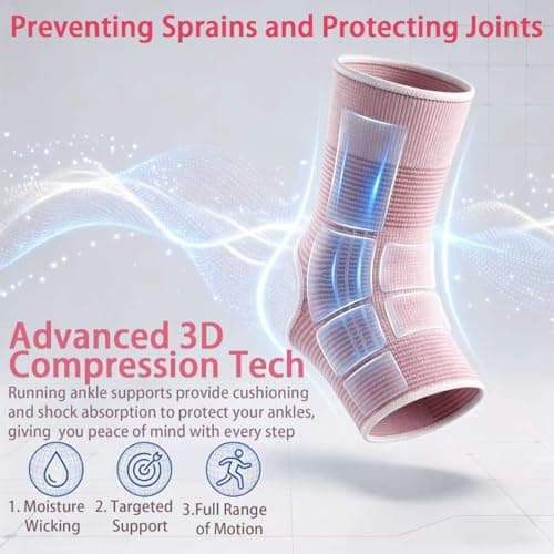 HUSHRICH Kids Ankle Support Child Ankle Brace Compression Socks for Sprained Ankles Pain Relief, Ankle Brace Stabilize Joints for Kids 7-12 Years Boy Girls Jogging Running Gymnast Fitness (Pink) — view 6