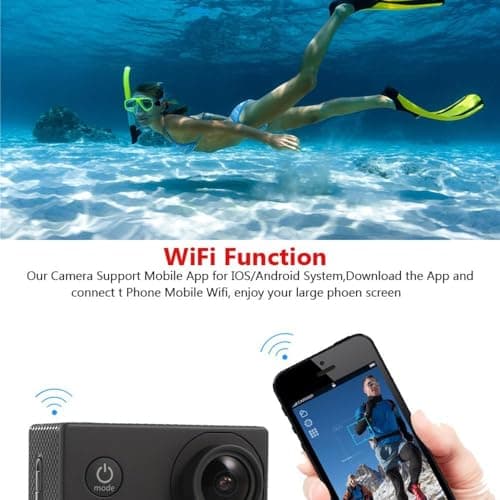 BSLVWG 4K Action Camera 20MP WiFi 30M Waterproof Sports Camera Underwater Camera for Vlog With Ultra HD 170°Wide-Angle 2.4G Remote Control Anti-Shake 2.0'' LCD Screen with Accessories Kit (Gold) — view 5
