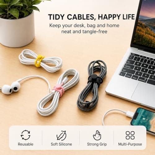 12 Pack Reusable Cable Ties in 6 Colours, 2 of Each — view 4
