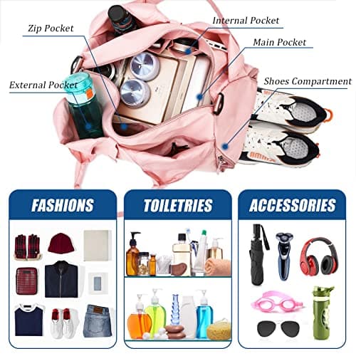 GLGHMH Gym Bag Womens, Yoga Mat Bag Sport Travel Bag with 2pcs Shoes Compartment, Waterproof Sports Gym Bag for Sport Travel Hiking (Black) — view 3