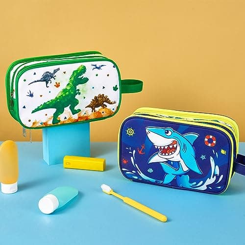 Shark Toiletry Bag - Travel Toiletry Bag Boys Kids Toiletries Travel Bag for Camping Trip Home Water-Resistant Portable Boys Dopp Kit for Birthday Gift Organizer with Mesh Pocket — view 5