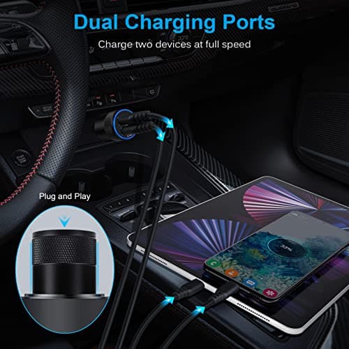 Car Charger Adapter, AILKIN 3.4A Dual Port Cigarette Lighter USB Charger — view 4
