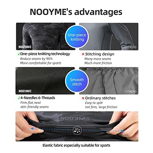 NOOYME Men's Thermals Base Layers Ski Compression Top & Bottoms Set Camo — view 4
