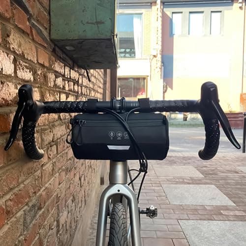 Bike Handlebar Bag, Waterproof Front Storage Pouch, 2L Cycling Carry Case, Compact Frame Mounted Organizer, Nylon Shoulder Strap Bicycle Accessory with Quick Release Mount 9.06x4.33 inches — view 5