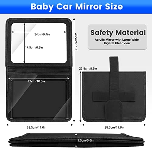 Brislut Baby Car Mirror with Tablet Holder for Reversing Child, Adjustable Rear Mirror and iPad Case for Car Headrest — view 3