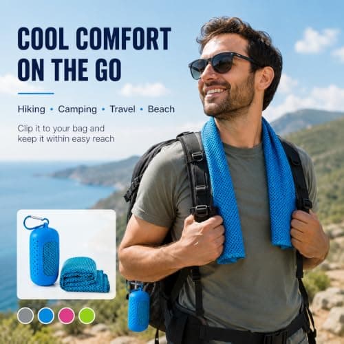 Cooling Towels 100x30cm, with Silicone Case and Carabiner for Hot Weather — view 6