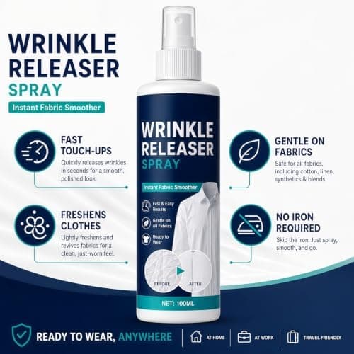 Instant Wrinkle Releaser Spray & No Iron Fabric Smoothing Spray for Clothes — view 3