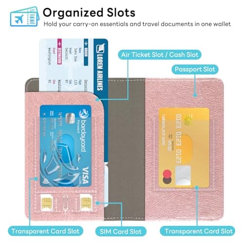 YAVIV Passport Holder for Women&Men，Travel Wallet RFID Blocking-Rose Gold — view 3