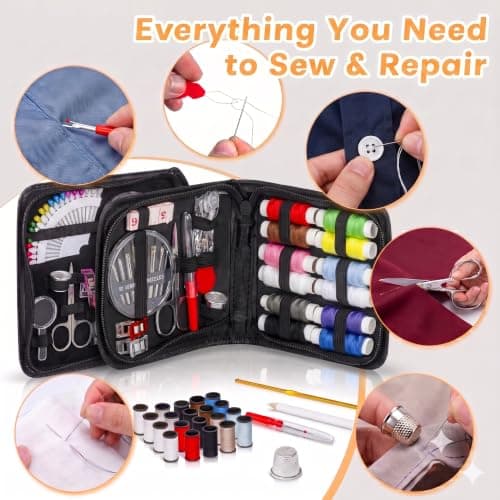 Premium DIY Sewing Kit - Over 130 Supplies, 38 Thread Spools (20 Most Useful Colors & 18 Multi Colors), 40 Sewing Pins - Travel, Kids, Beginners — view 5