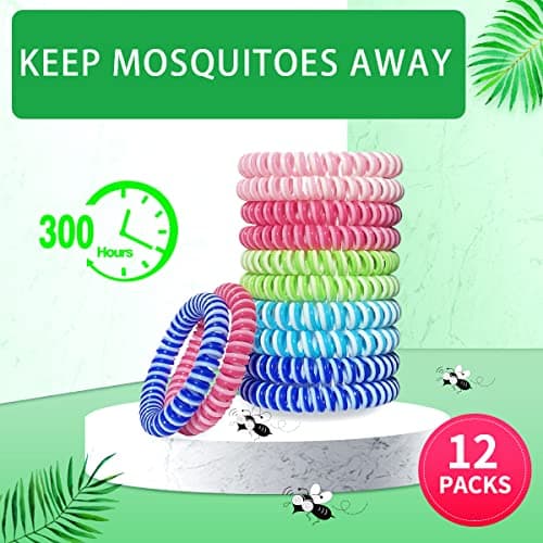 Mosquito Repellent Bracelet 12 Pack, PandyCare Insect, Midge & Mosquito Bands Wristbands for Adults, Kids & Baby - 2 Coils in 1, Waterproof, 100% Natural Plant Essential Oil, Deet Free with 300 Hours — view 2