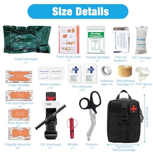 Mineup 54 PCS First Aid Kit, Emergency Trauma Kit First Aid Bag, Jumbo Trauma Bag, First Aid Molle Pouch for Home & Workplace Includes Bandages, Tourniquet & Essentials for Everyday Situations(Black) — view 2