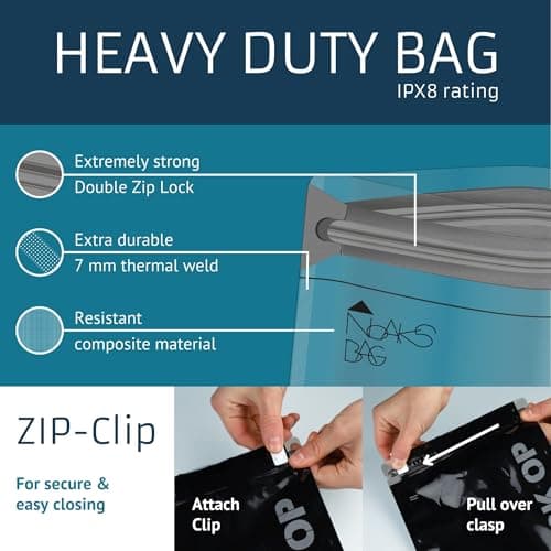 Noaks Bags M | 5 pcs | Dry bags - protective covers - ZIP bags | 100% waterproof up to 10 m, odour-proof, food safe, airtight — view 3