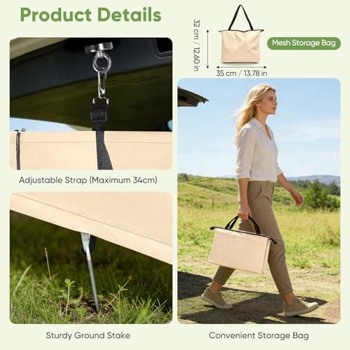 Yapasopu Car Tailgate Shower Tent, Outdoor Changing Room, 210D Hanging Privacy Curtain, Portable Waterproof Privacy Tent, Suitable for Camping, Beach, Travel, Boat Tent — view 6