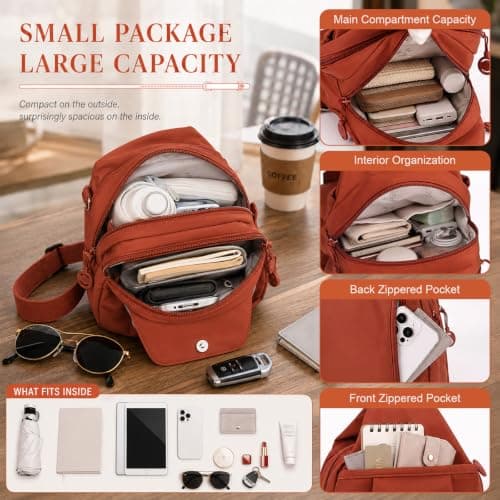 DVDVBOOM Anti Theft Backpack for Women, Convertible Backpack With Multi Pocket, Anti Theft Crossbody Bag Women Chest Shoulder Bags (Orange) — view 4