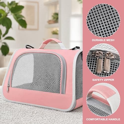 Foldable Small Animal Carrier Bag, Oxford PVC Portable Pet Travel Bag with Transparent Window, Guinea Pig Carrier for Guinea Pig Hamster Rabbit Hedgehog Parrot Outdoor Walking Camping — view 3