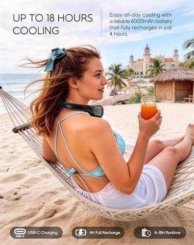 anysun Bladeless Neck Fan, Portable Fan with 66 Air Outlets, 360° Airflow — view 2