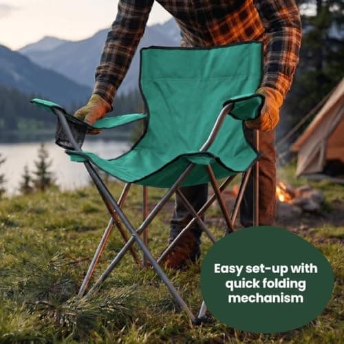 I LOVE FANCY DRESS Green Folding Camping Chairs with Cup Holder - Pack of 2 - Lightweight Outdoor Chairs with Carry Bag for Fishing, Festivals, Camping Trips, Picnics & Summer Activities — view 6