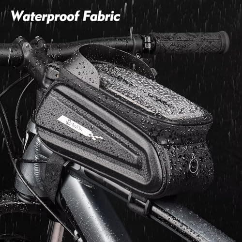 ROTTO Bike Bag Top Tube Waterproof Top Frame Bicycle Phone Bag Hard Case Sensitive Touch Screen with Rain Cover — view 3