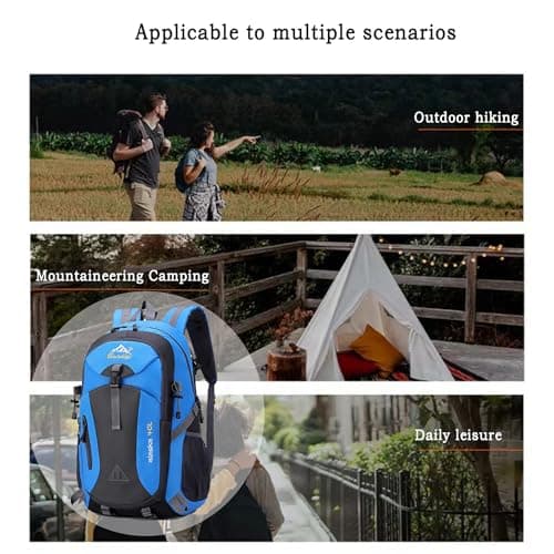 Nircho 40L Hiking Backpack Lightweight Breathable Trekking Rucksack for Men Women, Durable Water Resistant Travel Bag for Skiing Camping Climbing Cycling Trekking Mountaineer Outdoor Sports (Blue) — view 6