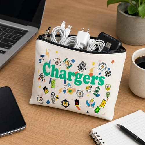 VIZIVOLT Charging Cable Organiser Bag, All My Charging Stuff Travel Pouch, Double-Sided Printing Makeup Bag Gifts for Women Men Cable Bag with Zipper Travel Gifts for Friends Daughter Son — view 3