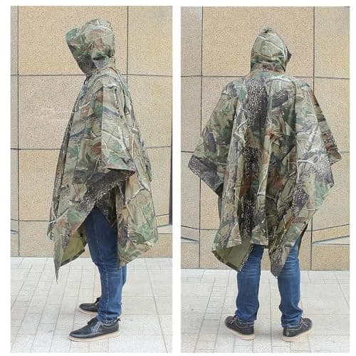 TRIXES Camouflage Waterproof Rain Poncho, Lightweight for Adults - Hiking, Festivals, Travelling and More — view 4