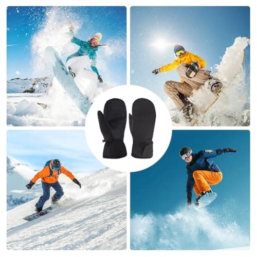 Enjoyaa Ski Mittens Winter Waterproof Snowboard Mittens for Women Mens Ski Gloves Thermal Touch Screen Warm Windproof Winter Gloves for Skiing Hiking Cycling (Black) — view 5