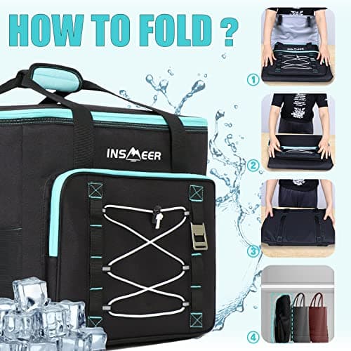 INSMEER Large Cool Bag 55L/90 Cans, XXL Insulated Cooler Bag Leakproof, Thermal Faily Picnic Bag with Adjustable Padded Strap&Bottle Opener, Foldable Soft Cool Bags for Camping,Beach,Family,Shopping — view 6