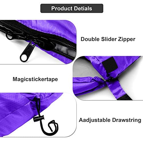 Tesmien Sleeping Bag for Adults & Kids 3-4 Season Warm Weather and Winter Lightweight, Waterproof for Teens, Men's Indoor & Outdoor Camping/Traveling/Hiking, Purple Grey — view 4