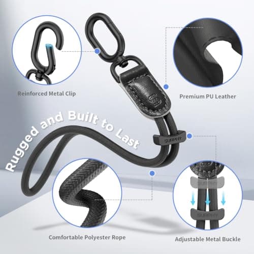 SURPHY Leather Strap for Phone, Adjustable Stylish Anti-Theft Wrist Lanyard — view 3