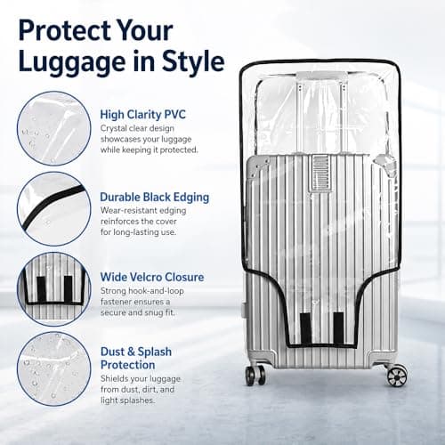 Yunmoli Clear Luggage Cover 20 Inch, Heavy Duty PVC Transparent Suitcase Protector, Waterproof & Dustproof Cabin Case Sleeve, Scratch-Resistant Travel Accessories — view 3
