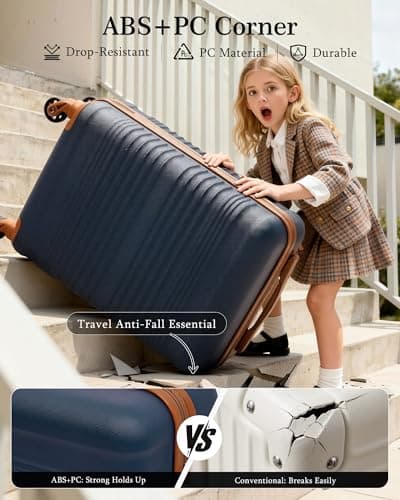 COOLIFE 55×35×20 Cabin Suitcase + 40x25x20cm Ryanair Cabin Bag EasyJet Set — view 5