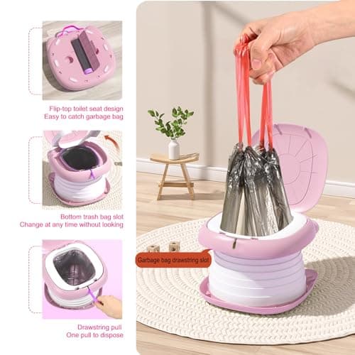 Travel Potty for Toddlers, Foldable Portable Potty for Toddlers: Training Toilet Seat with Disposable Emergency Bag, Lightweight Design for Car Camping, Indoor Outdoor Use by Boys Girls — view 4