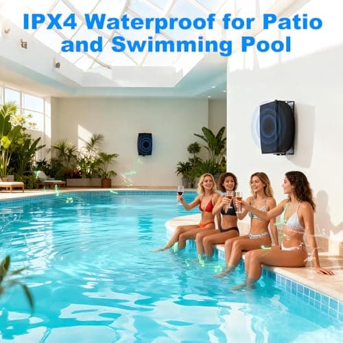 Herdio 8 Inch 600W Outdoor Bluetooth Speakers Waterproof Wired with Powerful Bass, TWS Pairing Wall Mount Durable Loud Sound System Suitable for Patio Garden Porch Backyard Home Theater (1 Pair Black) — view 3