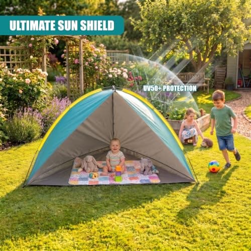 GEEZY Pop Up Beach Tent - 1-2 Person UPF 50+ UV Sun Protection, Sun Shade Shelter for Beach, Camping & Garden - 2 Person Portable Canopy, Silver Coated 170T Polyester with Carry Bag — view 3