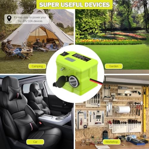 18V to 12V Step-Down Converter for Ryobi Battery, Power Wheels Battery Adapter, 5V-13V Buck Converter with Cigarette Lighter Socket, Car Appliance & Fridge Charger, DIY Power Station — view 6