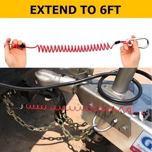 Osilly 6FT Trailer Breakaway Cable, Stainless Steel Spring Towing Brake Away Coiled Wire Strap with Pin, Automotive Brake Safety Wire Accessories, Universal for RV Trailer Camper Emergency — view 3
